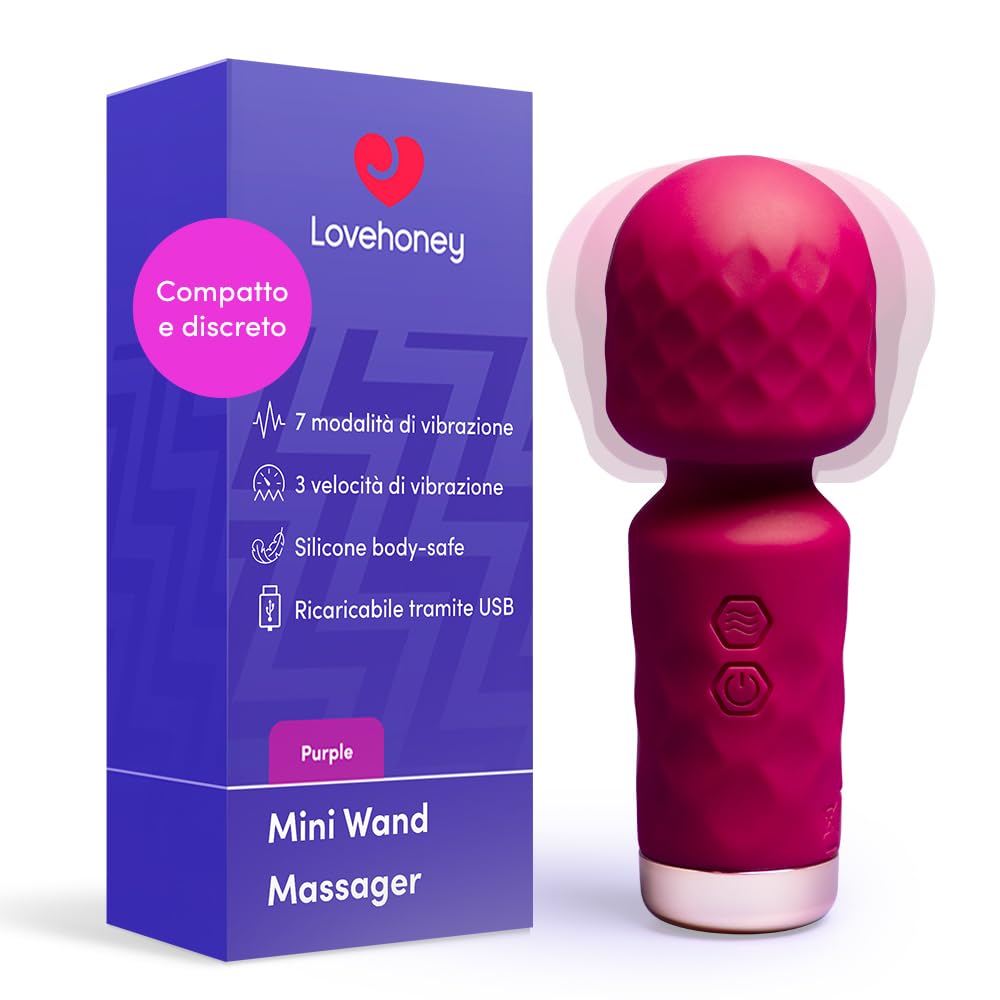 Lovehoney Mini Wand Massaggiatore Vibratore donna | Piccolo Stimolatore femminile per Clitoride Capezzoli Zone Erogene | 10 modalità Ricaricabile & Impermeabile | Massager Sextoys Vibratoreper coppie