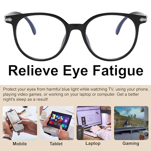 Image of OWL Blue Light Blocking Glasses for Women and Men - Retro Round Eyewear Anti Eyestrain Eyeglasses, UV Glare Filter Eyewear