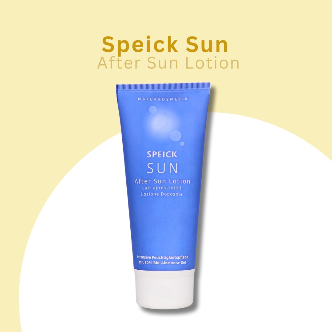 Speick Sun After Sun Lotion, 1x 200 ml I Intensive Feuchtigkeitspflege mit 80% Bio-Aloe Vera-Gel I Für sonnenstrapazierte Haut I Kühlt und beruhigt I Spar-Set plus Pharma Perle give-away