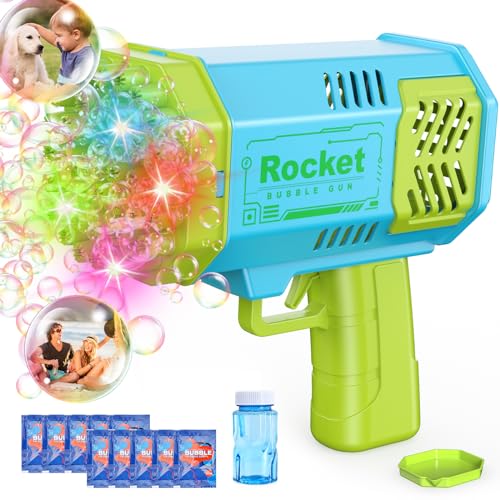 Bubble Machine Bazooka Mini Bubble Gun for Toddlers,40 Holes Bubble Maker Blower Toys with Lights,3000+ Bubbles Per Minute Bubble Toys for Boys Girls Kids 3-8 Years Outdoor Indoor Birthday Wedding