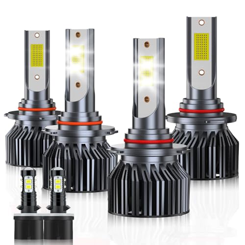 ENJOYAKOM Fit For 2000 2001 2002 2003 2004 2005 2006 GMC Yukon SLE SLT XL1500/2500 Fog Lights Bulbs Kits, 600% Brightness 6500K White Dual Application Bulbs Combo, Direct Installation for Off road, 6P