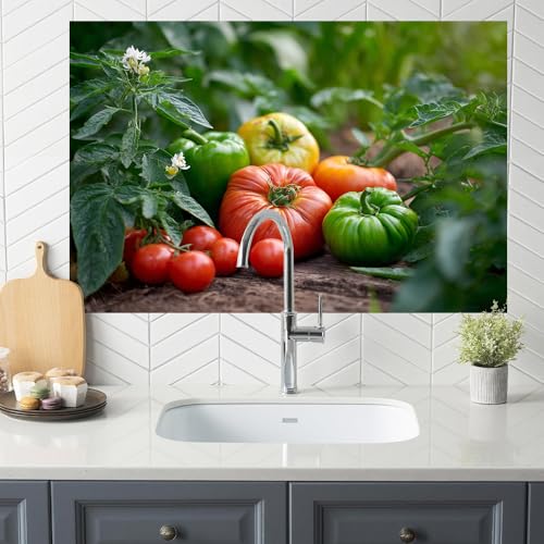 Image of Tomato Garden Kitchen Backsplash Peel and Stick, 35.4x23.6 in