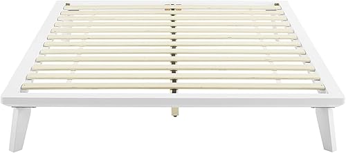 Miniatura 4 de Classic Brands Marco de cama con plataforma de madera Canton, color blanco, tamaño matrimonial