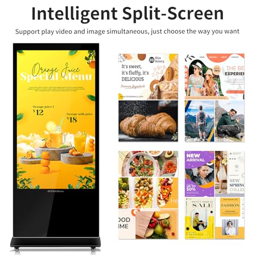 Image of 65 inch Digital Signage Displays, 4K LCD Touch Screen Floor Standing Digital Signage Player, Indoor Digital Adverstising Kiosks with HDMI Input, Android 11(4+64GB)