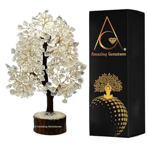 Amazing Gemstone Crystals and Healing Stones Birthday Gifts for Women - Clear Quartz Crystal Tree of Life Home Decor Stocking Stuffers, Bookshelf, Room, Meditation Gift for Mom Unique Birthday Gifts