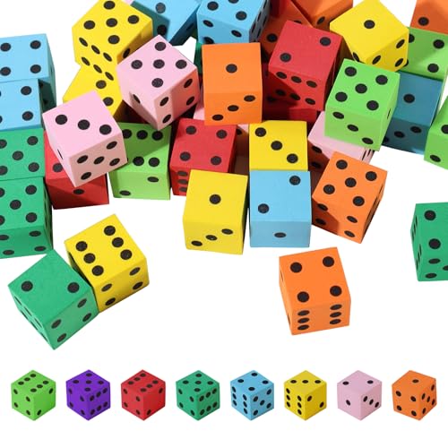 50 Stück Schaumstoffwürfel 2 cm Flüsterwürfel Farben Schaumstoffwürfel Würfel Schaumstoff Farbwürfel für Geschenk Junge Mädchen Geburtstagen und Anderen Feiertagen