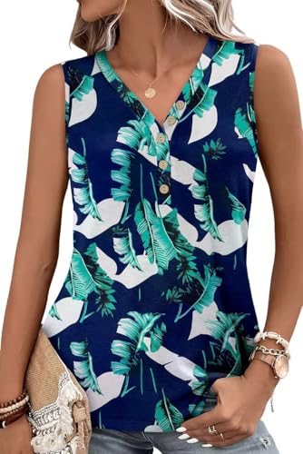 KISSMODA Womens Boho Tops for Summer Sleeveless Tanks Loose Fit Casual Blouse Daily Shirts for Leggings (S-3XL)