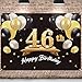 PAKBOOM Happy 46th Birthday Banner Backdrop - 46 Birthday Party Decorations Supplies for Men - Black Gold 4 x 6ft