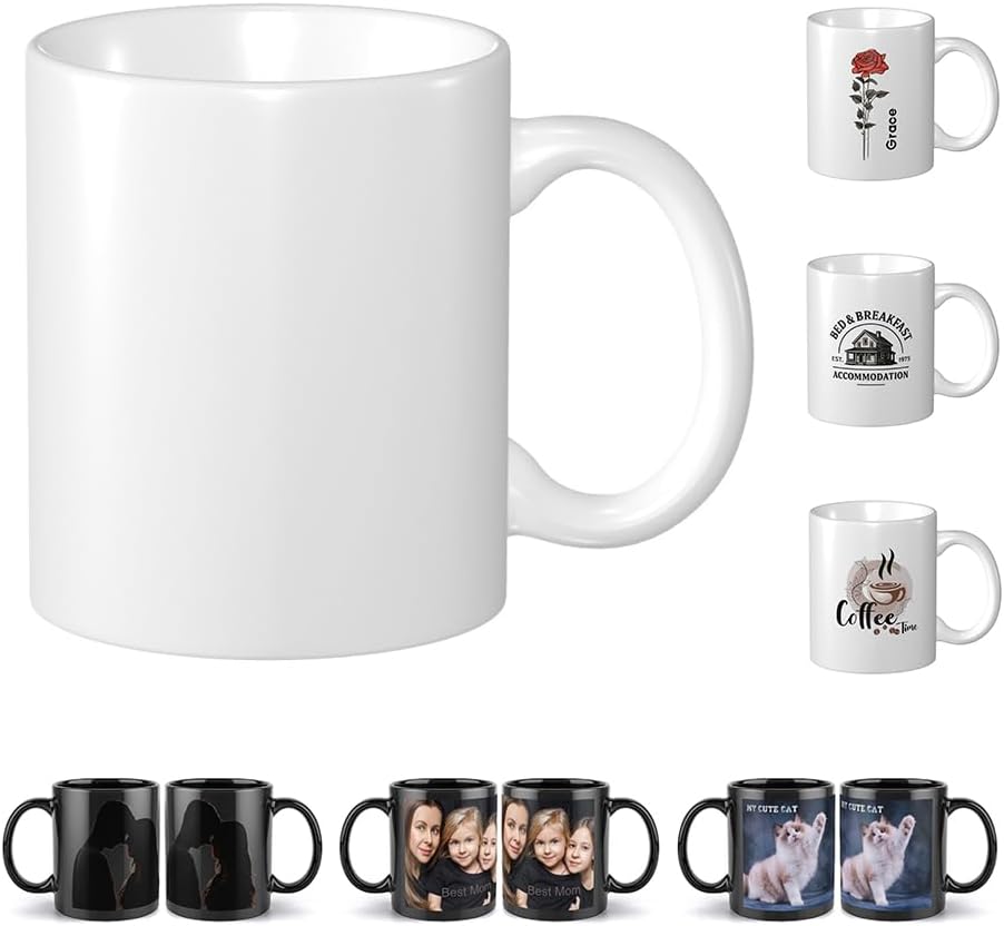 Personalized Coffee Mug with Custom Photo Text or Logo, Customize Tea Cup Add Your Own Design, Customized Ceramic Mugs, Custom-made Gifts for Him Her BF GF, Bulk Order, 11OZ, WhiteNoCustom