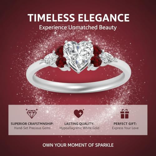 Image of Choose Your Gemstone Graduated Channel Setting Diamond CZ Wedding Sterling Silver Heart Shape Wedding Engagement Birthstone Stackable Ring Size US 4 to 12