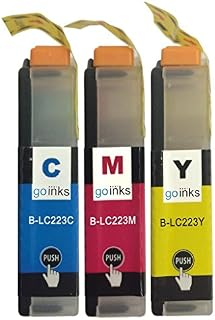 1 Go Inks C/M/Y Set of 3 Ink Cartridges to replace Brother LC223 C/M/Y Compatible/non-OEM for Brother DCP and MFC Printers (3 Inks), Standard Capacity