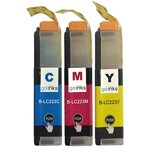 Go Inks 1 Juego de 3 Cartuchos de Tinta C/M/Y para sustituir a Las impresoras LC223 C/M/Y, no OEM, para impresoras DCP y MFC (3 tintas), Capacidad estándar
