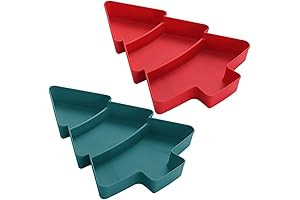 Amosfun 2Pcs Tree Shaped Christmas Snack Serving Tray