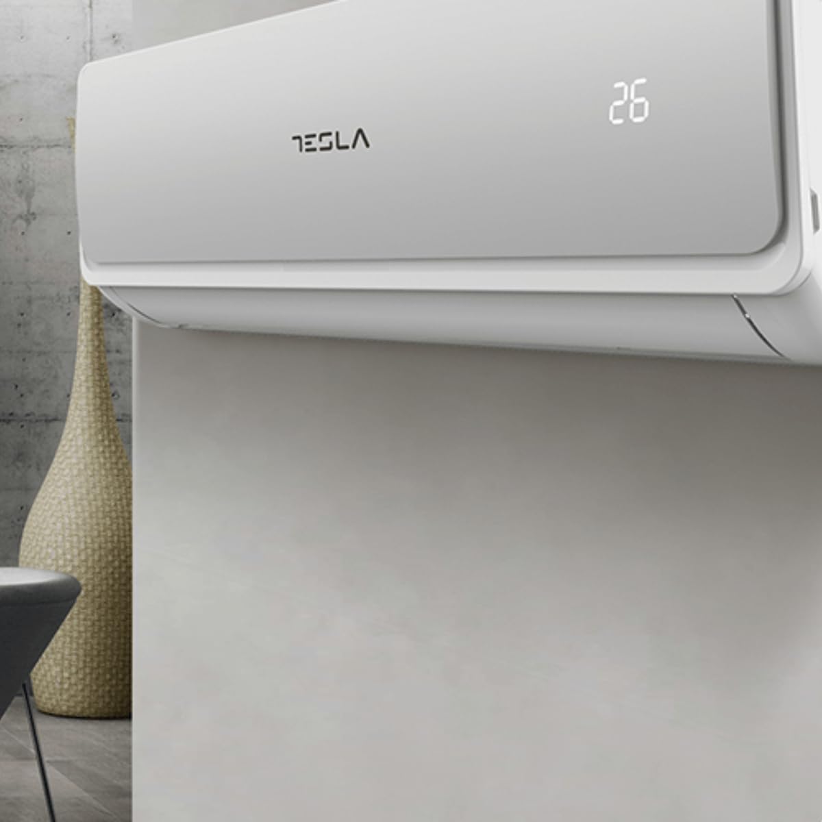 Tesla Aire Acondicionado Inverter Split 3.000 Frigorías [Hasta 30m2] (12.000 BTU) - Wi-Fi, Turbo, Autolimpieza, A+++ Calor, Clase A++ Frío, Gas R32 (Blanco)