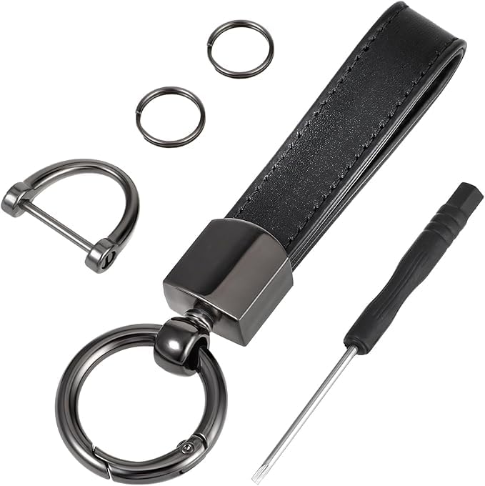 Keyboard Clicker with LED - Transparent Mini Decompression Toy for Adults and Kids | Portable Keychain for Anxiety, Office, School and Travel (VIP Logo Leather Bracelet Key Ring)