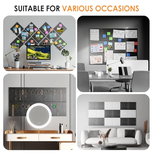 Image of MaxGear Felt Bulletin Board 48 inch x 36 inch, Dark Gray Felt Wall Tiles Wall Decor