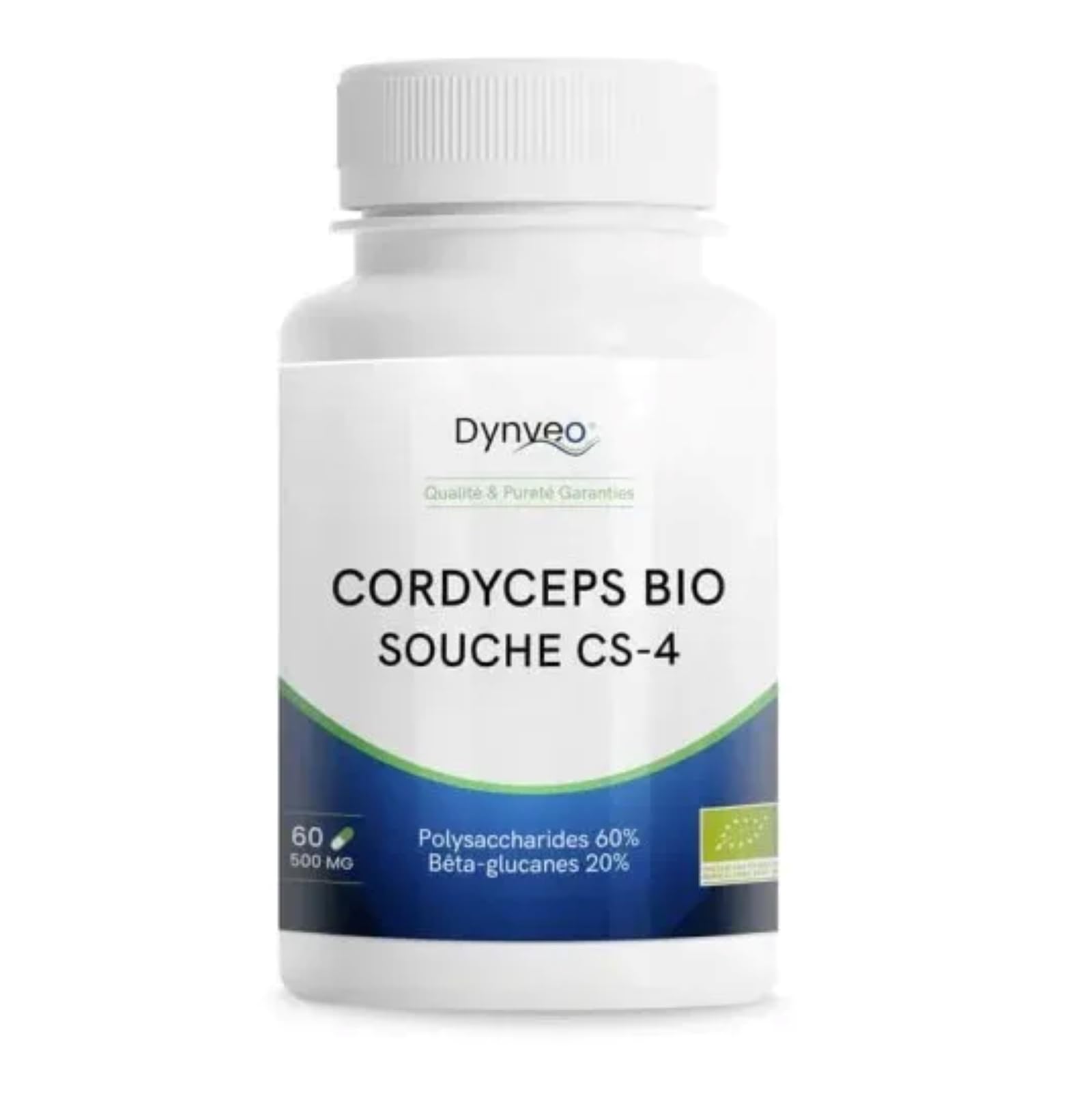 Cordyceps Sinensis Bio - Champignon vegan issu de fermentation végétale - Extrait concentré 60% polysaccharides & 20% bêta-glucanes - 500mg / 60 gélules - Souche CS-4 - Qualité Premium - Dynveo