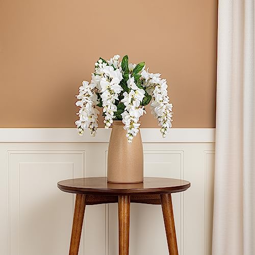 Vickerman Everyday Artificial White Wistera Bush 19\" Long - 19-inch White Wisteria Faux Floral Bush Polyester for Lifelike Appearance - Maintenance-Free Silk Flowers for Indoor Use