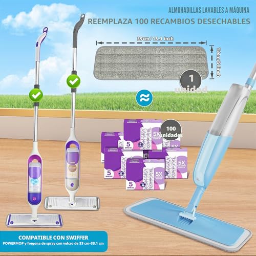 Miniatura 2 de Mexerris Mopa Con Pulverizador, Mopa Fregona Mopas De Limpieza Suelos Spray Mop Microfibra Mopa Spray Para El Hogar, Cocina, Azulejos, Madera Dura, Madera, Cerámica, Laminado