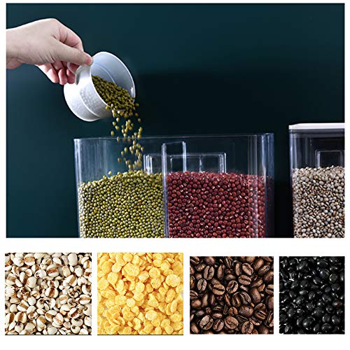 Wall Mounted Dry Food Dispenser - 2-Grid Storage Kitchen Food Dry Food Dispenser, Wall Mount Dispenser for Candy Granola Nuts Beans Not for Oatmeal (3000ML) - Thumbnail 3