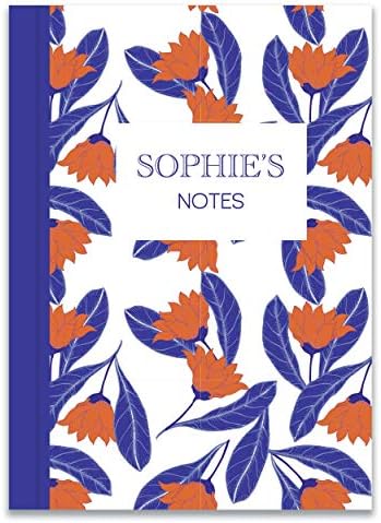 Paper Themes Personalised 60 Page Notebook (Red and Blue Flowers, A5)