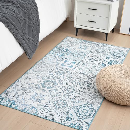 Vamcheer Alfombras de Salon Lavable -Alfombras de Habitacion Modernas,Alfombra Pelo Corto Niña,Pasillera,Cocina,Interior/Exterior,Antideslizantes,fácil de Transportar y Guardar, Verde 80x150