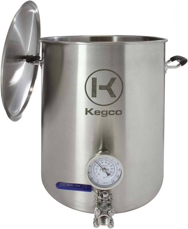 Kegco 3PXBK8-T3 8 Gallon Brew Kettle with Thermometer & 3-Piece Ball Valve