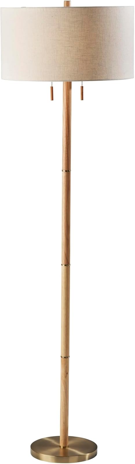 Adesso 3375-12 Madeline Floor Lamp Natural Rubberwood and Antique Brass