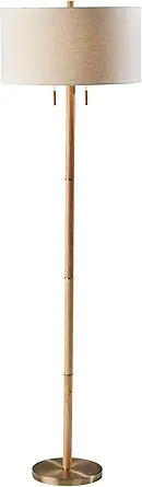 Adesso 3375-12 Madeline Floor Lamp Natural Rubberwood and Antique Brass
