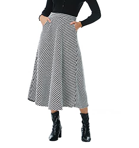 Jupe longue houndstooth chaude taille haute pour rester chic sans grelotter - 2