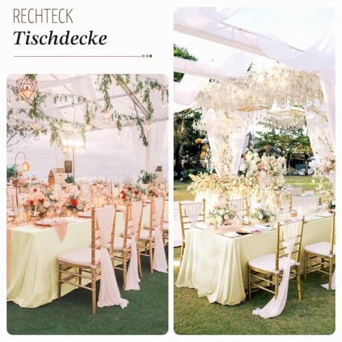 1 Packung beige Polyester-Tischdecke für 1,8 m große rechteckige Tische, 153 x 260 cm Polyester-Stoff-Tischdecke, knitterfrei, waschbar… – Ansicht 4