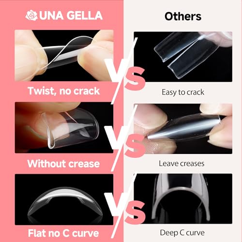 Image of UNA GELLA Long Coffin Nails Tips, 504PCS Soft Gel Nail Tips Coffin 12 Sizes Clear Full Cover Press on Nails False Nails for Acrylic Nails Professional Nail Extensions Art DIY Salon Soak Off Easy