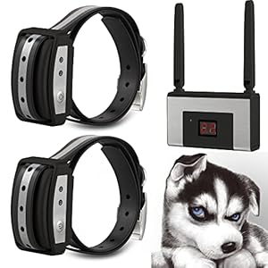 Electric Wireless Dog Fence System, Pet Containment System with Waterproof and Rechargeable Training Collar Receiver for 2 Dogs Pets Container Boundary (Black)