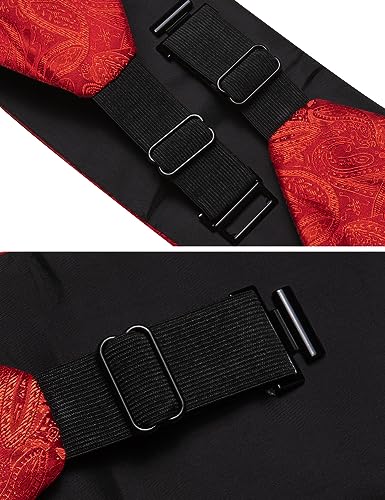 Image of Barry.Wang Men Silk Paisley Cummerbund and Pre-tied Bowtie Handkerchief Cufflink Set for Tuxedo