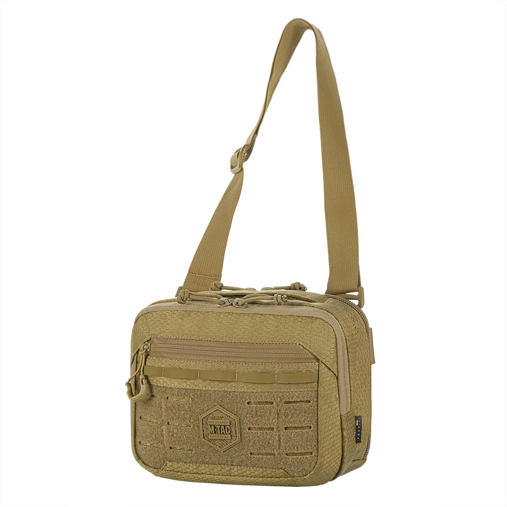 M-Tac EDC Elite HEX Bag - Cordura 500D taktyczna torba na ramię z systemem szybkiego dostępu do broni, organizerem EDC, etui na telefon komórkowy i panelem krosowym, może być noszona po obu stronach