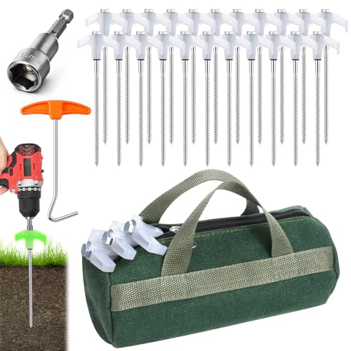 20 Piezas Estacas para Tienda de Campaña de Alta Resistencia de 8" con Cabezas Hexagonales y Extractor, Estacas Metálicas con Cabezas Luminosas para Camping con Bolsa de Almacenamiento miniatura 1