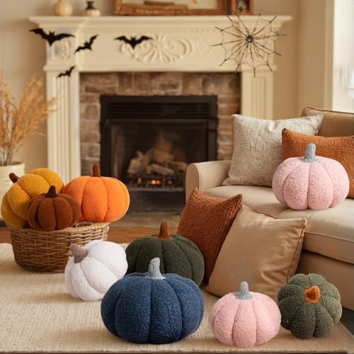 Lanpn Autumn Pumpkin Plush Pillows Set of 2, Halloween Decoration Pumpkin Throw Pillow Soft Fleece Sherpa Cute 3D Shaped Cushion for Sofa Couch Bedroom Thanksgiving (Beige, 32x22 cm & 23x18 cm) - Cosy Home Interiors Lanpn Autumn Pumpkin Plush Pillows Set of 2, Halloween Decoration Pumpkin Throw Pillow Soft Fleece Sherpa Cute 3D Shaped Cushion for Sofa Couch Bedroom Thanksgiving (Beige, 32x22 cm & 23x18 cm) - Image 3