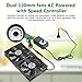 Qirssyn 2 x 120mm 240mm Computer Fan with AC Plug, 110V - 240V AC Powered Fan with Variable Speed Controller for Receiver Cabinet Chassis Machine Server Workstation Cooling