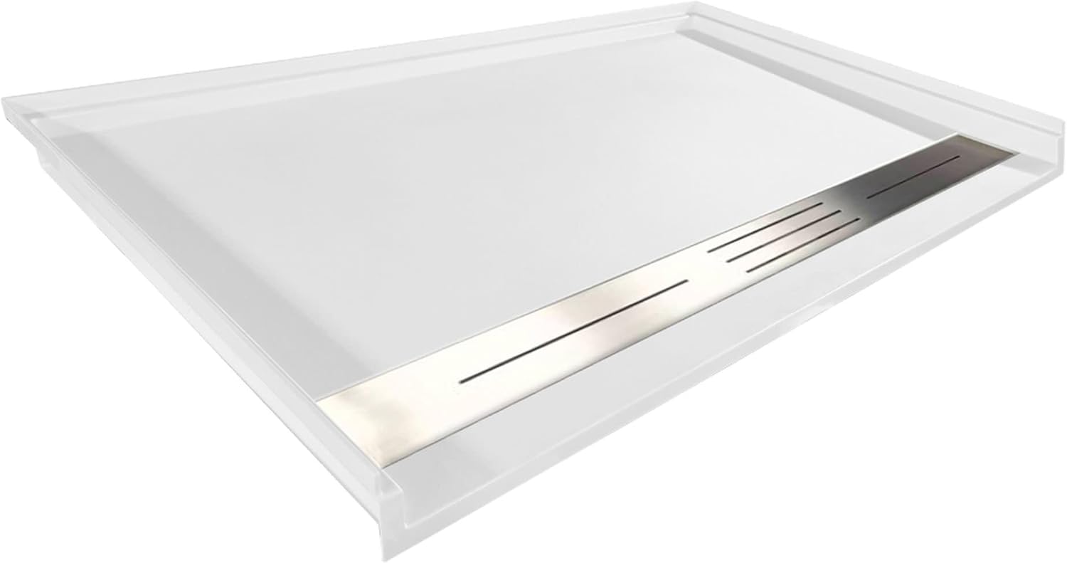 Transolid FTD6032-31 61.5-in x 33.5-in Trench Drain Shower Base, White