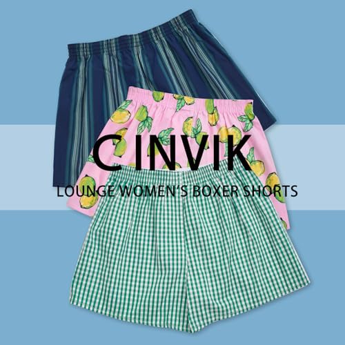 Image of Boxer Shorts for Women Gingham Sleep Y2k Printed Boxers Pj Boxer | Trendy Short,Checkered,Baggy Pj Boxers