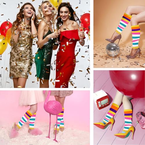 Image of v28 Women Warm Leg Warmers 80s Retro Party Costume Knit Ballet Neon Long Socks