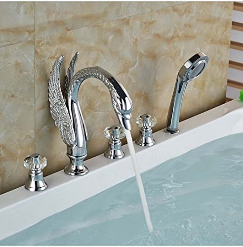 Mitigeur de baignoire haut de gamme en forme de cygne chromé - 2