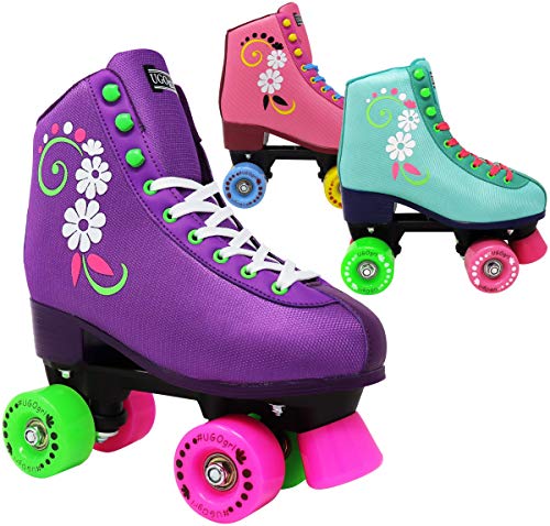 Lenexa uGOgrl Roller Skates for Girls - Kids Quad Roller Skate - Indoor, Outdoor, Derby Children's Skate - Great Youth Skates for Beginners (Pink, Kids 1) - Thumbnail 4