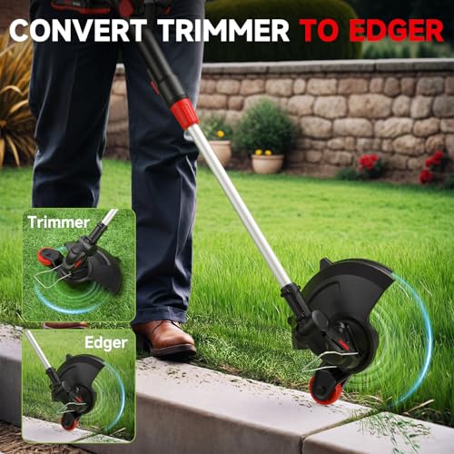 String Trimmer Cordless with Auto Feed,20V Battery Powered 13\" Edger and Weed Trimmer,2 in 1 Electric Grass Trimmer,2.5Ah Battery and Fast Charger Included (Black)