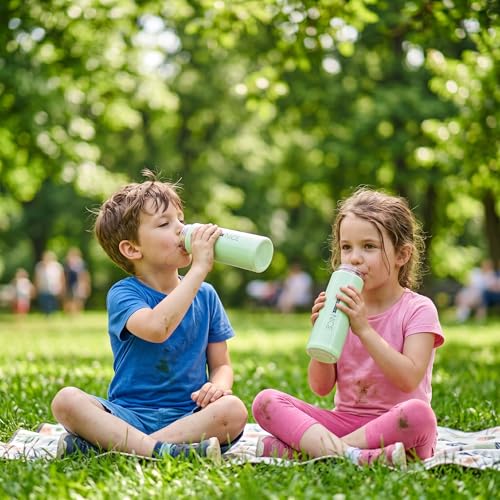 Image of Compact 400ml Water Bottle for School, Gym & Travel, Leak Proof Glass Bottle for Juice & Water, water can, & Bus Botal for Boys, Girls, Women, Adult, Men (Multi colour) (Green)
