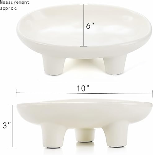Miniatura 2 de Frutero de cerámica de tres patas, cuenco decorativo con patas, trípode de porcelana con pedestal para dulces, cuenco grande ovalado de 10 pulgadas