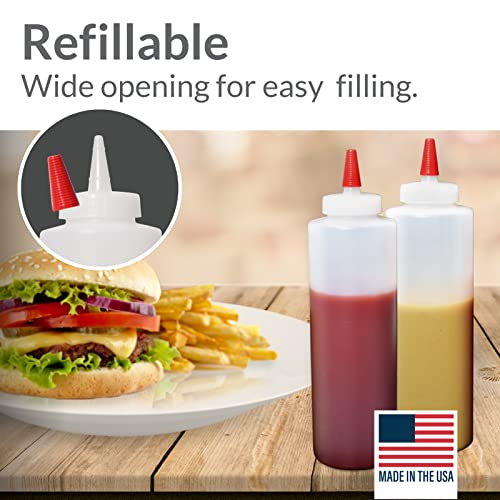 Pinnacle Mercantile Plastic Squeeze Condiment Bottles With Red Tip Cap 16-Ounce Set Of 6 Wide Mouth #TOP7