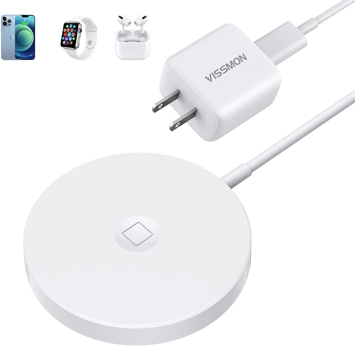Magnetic Wireless Charger 3 in 1, 15W Fast Wireless Charging Pad for iPhone 13/12/11 Series/XS Max/XS/XR/X/8/8 Plus, Compatible with Apple iWatch SE/7/6/5/4/3/2, AirPods Pro/3/2 【with 20W PD Adapter】