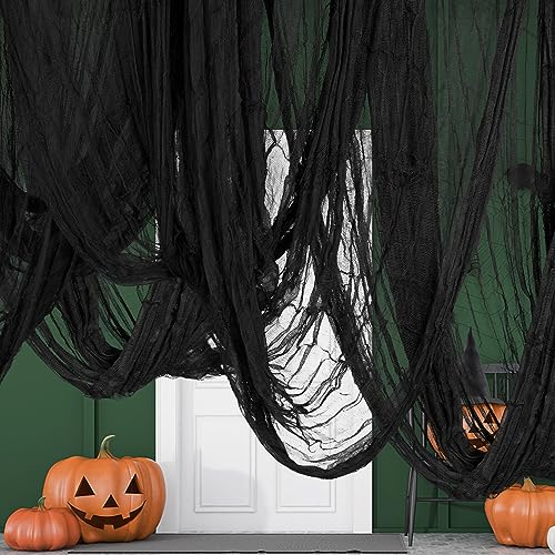 600" x 85" Creepy Halloween Cloth - Black Spooky Fabric