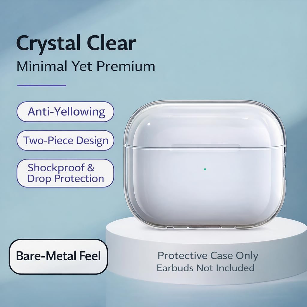 for AirPods Pro 3 Clear Case 2026, Military-Grade Shockproof, TPU Highly Transparent Anti-Yellowing for AirPods Pro 3 Case image 3